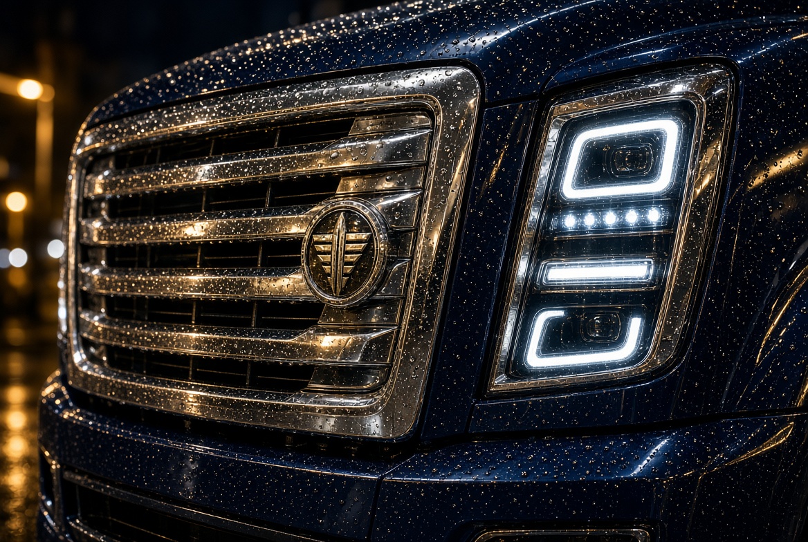 Detail of a luxury freight truck grille
