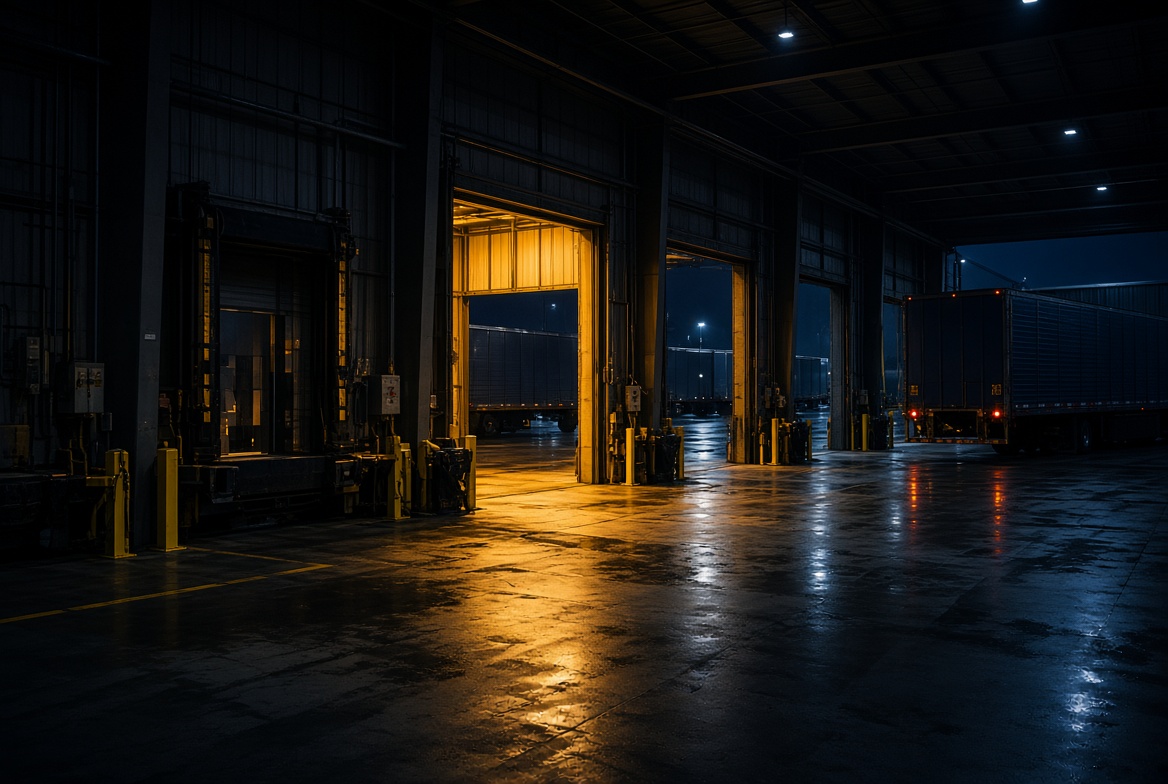 Distribution terminal at dusk